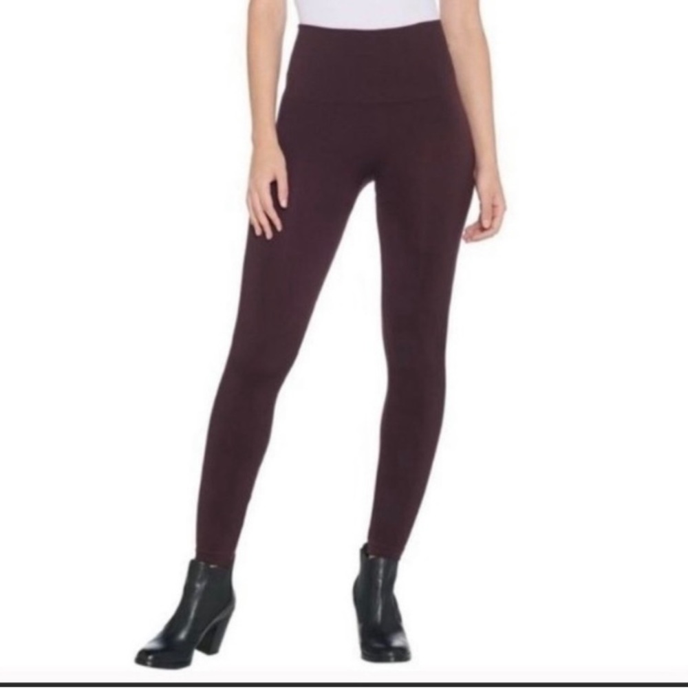 Spanx seamless side zip high waist maroon leggings size XL FL3315